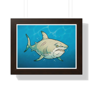 "Jerkface Shark" Framed Poster • Artwork from Gosh Darn Bubbles!