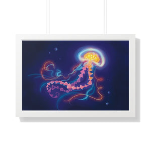 "Enlightened Jellyfish" Framed Poster • Artwork from Gosh Darn Bubbles!