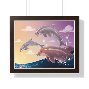 "Check Out These Dolphins" Framed Poster • Artwork from Gosh Darn Bubbles!