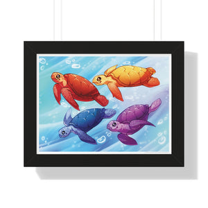 "Four Turtles" Framed Poster • Artwork from Gosh Darn Bubbles!
