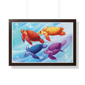 "Four Turtles" Framed Poster • Artwork from Gosh Darn Bubbles!