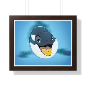 "Gold-Digging Killer Whale" Framed Poster • Artwork from Gosh Darn Bubbles!
