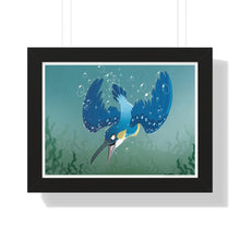 Load image into Gallery viewer, &quot;Deep-Diving Kingfisher&quot; Framed Poster • Artwork from Gosh Darn Bubbles!
