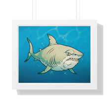Load image into Gallery viewer, &quot;Jerkface Shark&quot; Framed Poster • Artwork from Gosh Darn Bubbles!

