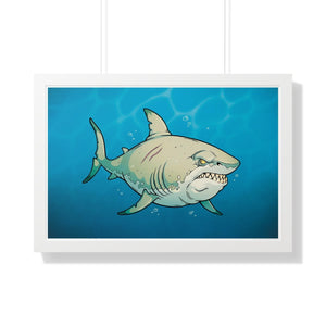 "Jerkface Shark" Framed Poster • Artwork from Gosh Darn Bubbles!