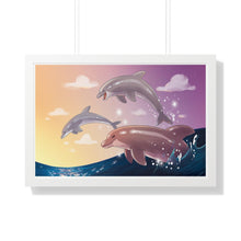 Load image into Gallery viewer, &quot;Check Out These Dolphins&quot; Framed Poster • Artwork from Gosh Darn Bubbles!
