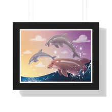 Load image into Gallery viewer, &quot;Check Out These Dolphins&quot; Framed Poster • Artwork from Gosh Darn Bubbles!
