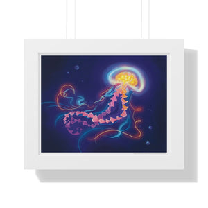 "Enlightened Jellyfish" Framed Poster • Artwork from Gosh Darn Bubbles!